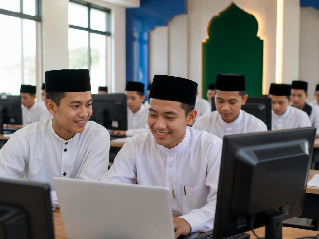 Santri putra Yapena belajar di laboratorium komputer