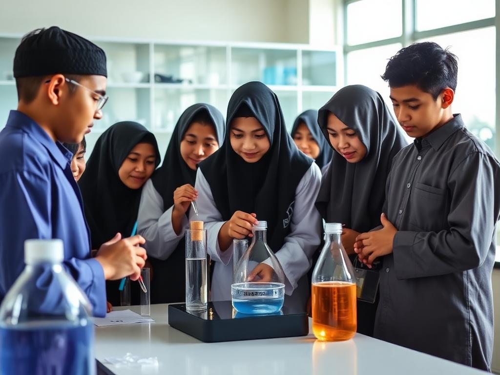 Santri Yapena praktikum di laboratorium sains